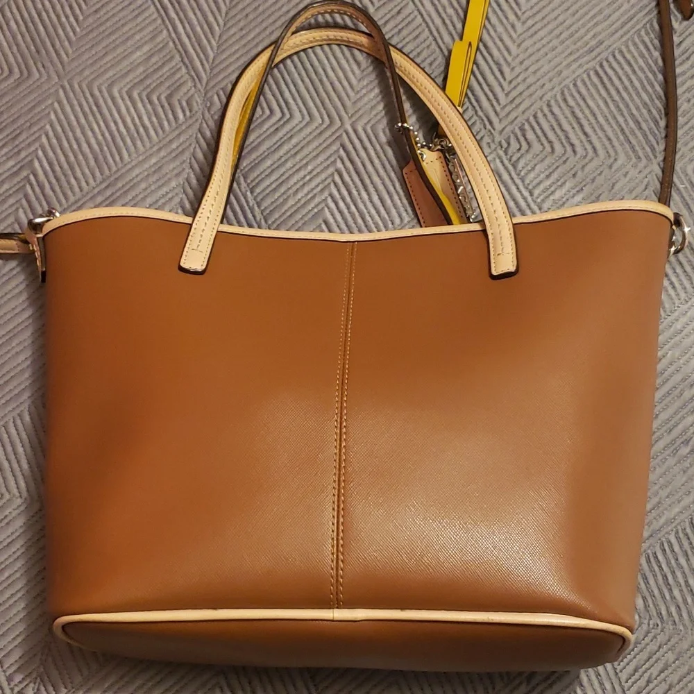 Coach brown and tan leather satchel for women - Picture 6 of 10